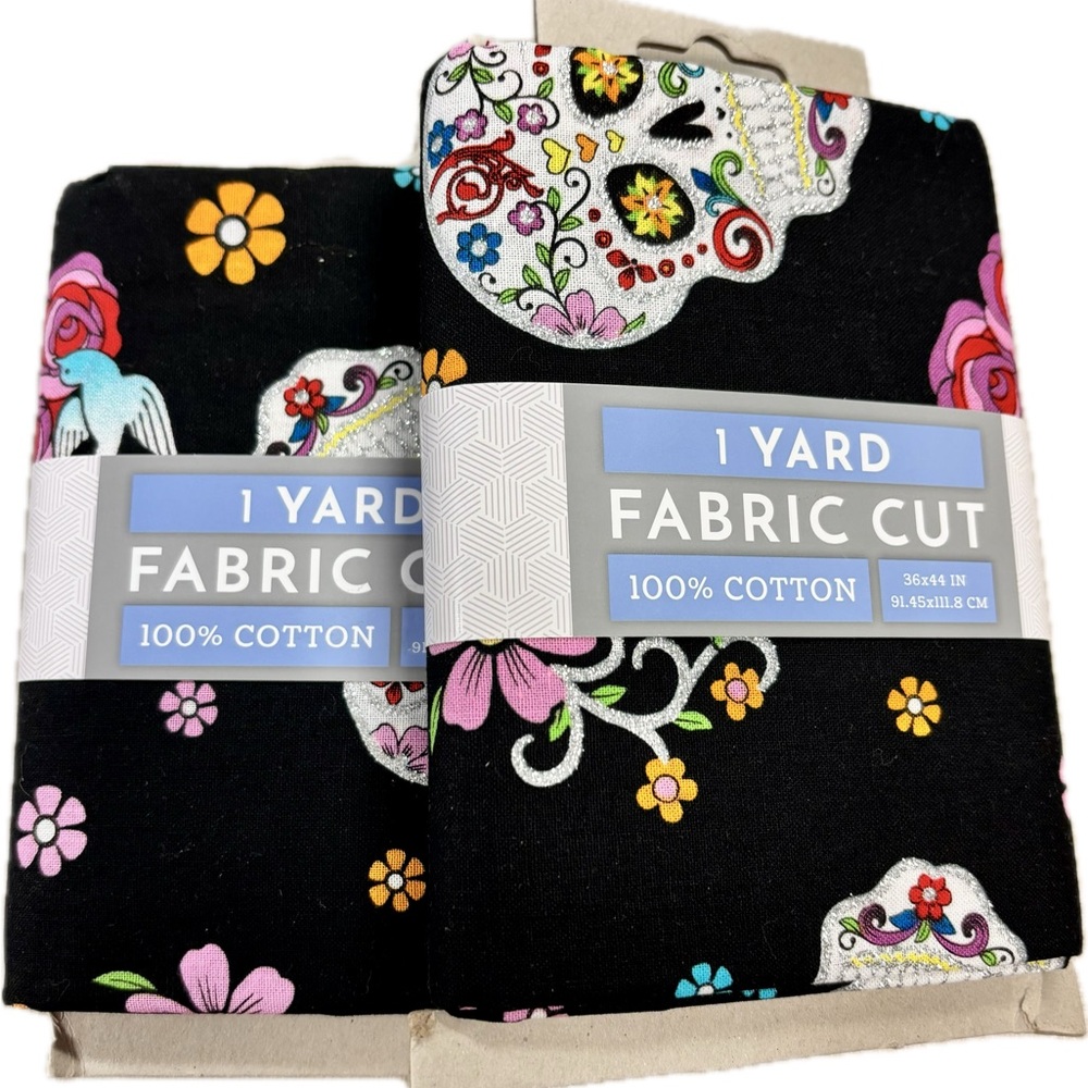 2-Day of the Dead 1 Yard Fabric Panels.